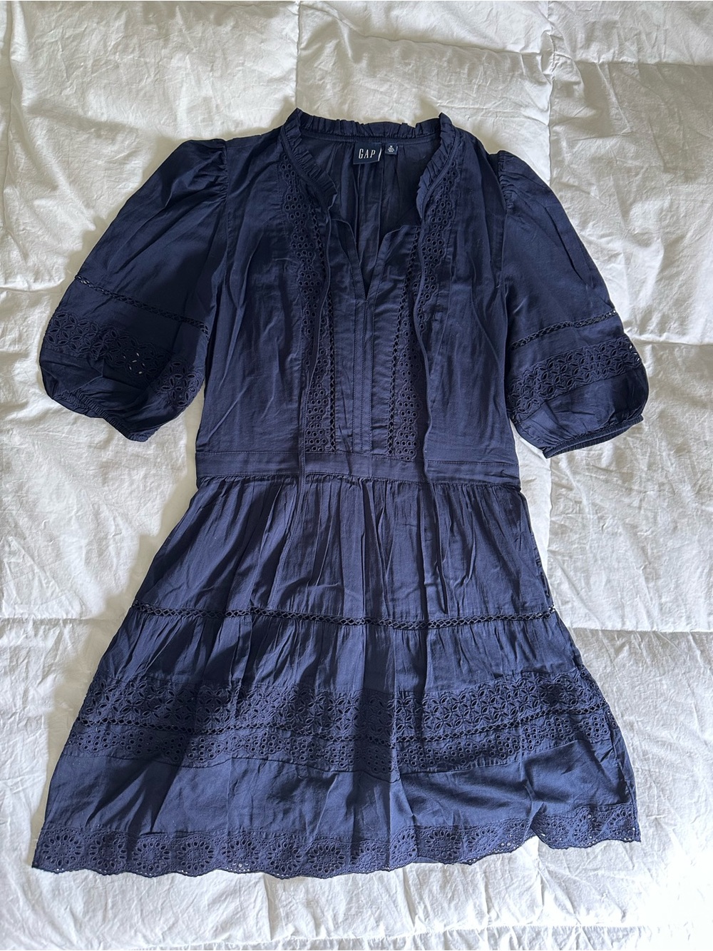 GAP Navy Blue Lace-Trim Mini Dress